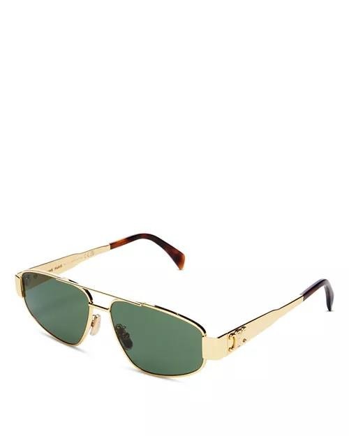 Celine  Metal  Triomphe  CL40281U  Gold/Green  Sunglasses  OS  NWT  $550