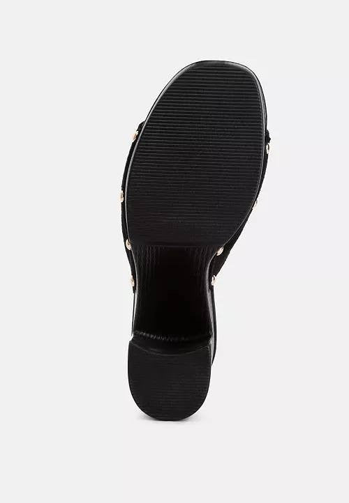 Rag  &  Co  High  Block  Heel  Clogs  Black   8.5  New  $72