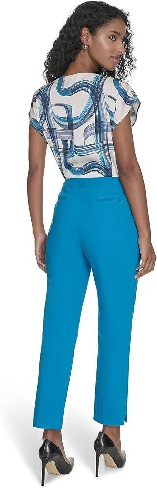 Calvin Klein Cotton-Blend Straight-Leg Pants Blue Size 14 Good preowned $99