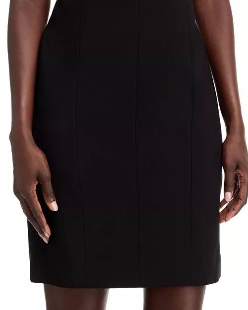 T Tahari Tonya Pleated Sleeveless V‑Neck Sheath Dress Black 12 NWT $118