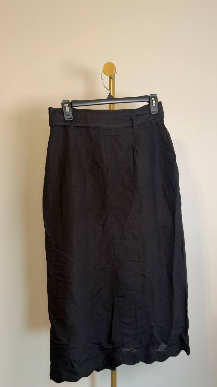 Joyce Met Rachie Sarita Linen Midi Skirt Black Size 0 NWOT $320