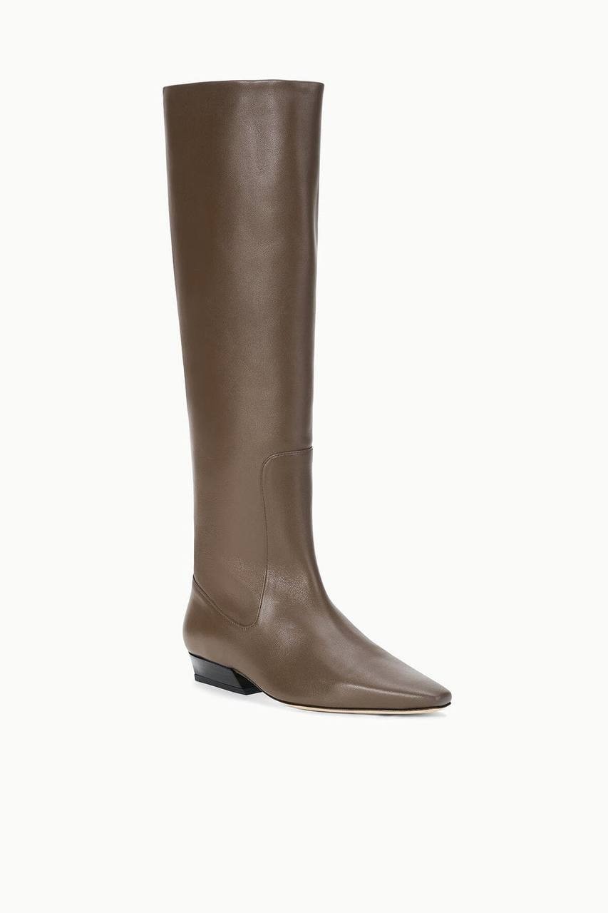 Staud Truffle Leather Flat Boots 36 New in Box MSRP $495