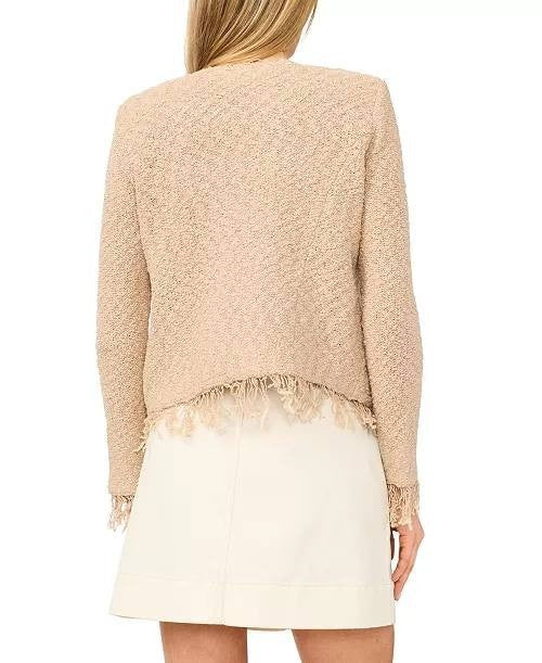 Vince Camuto Fringe Cropped Pull‑On Jacket Camel S NWT $149