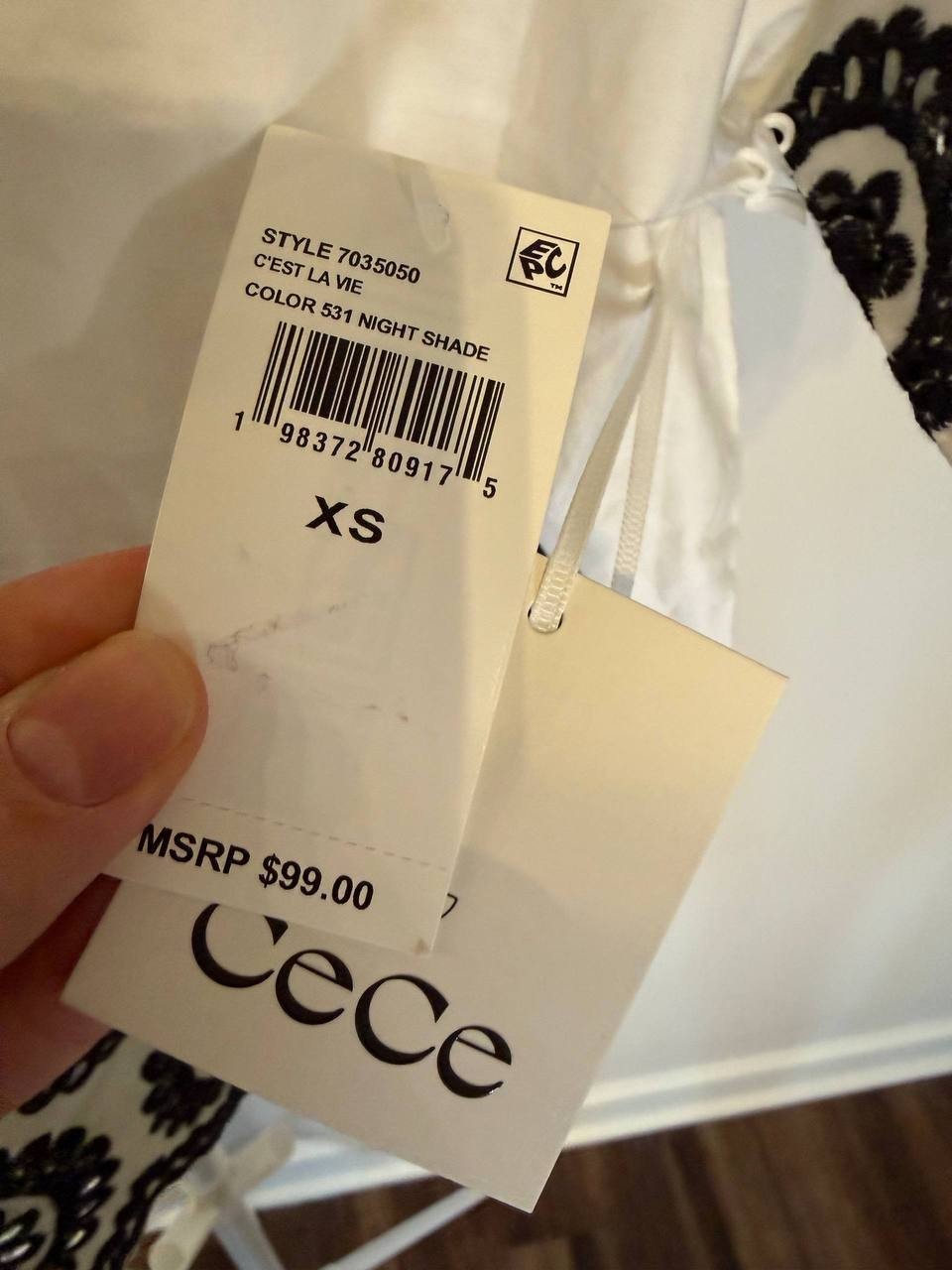 CeCe White Embroidered Blouse – Size XS – NWT – $99