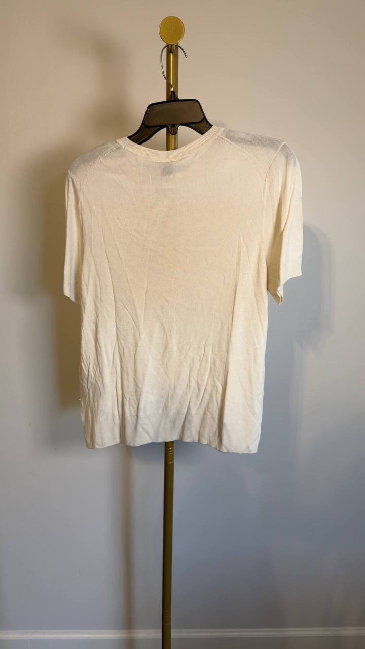 Calvin Klein Fine Gauge Viscose Sweater Cream L NWT $89