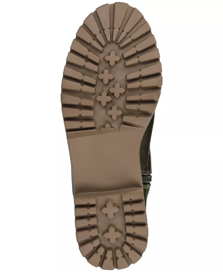 Journee Zemmie Boots 11M Olive PU Knee‑High Lug Sole Almond Toe NIB msrp$128