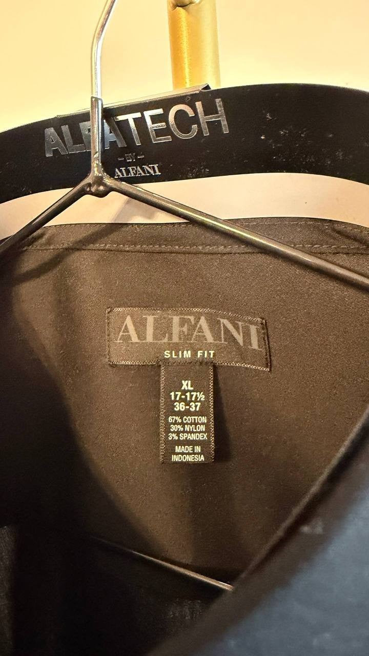 Alfani Men’s Slim‑Fit 4‑Way Stretch Dress Shirt Black XL $60 NWT