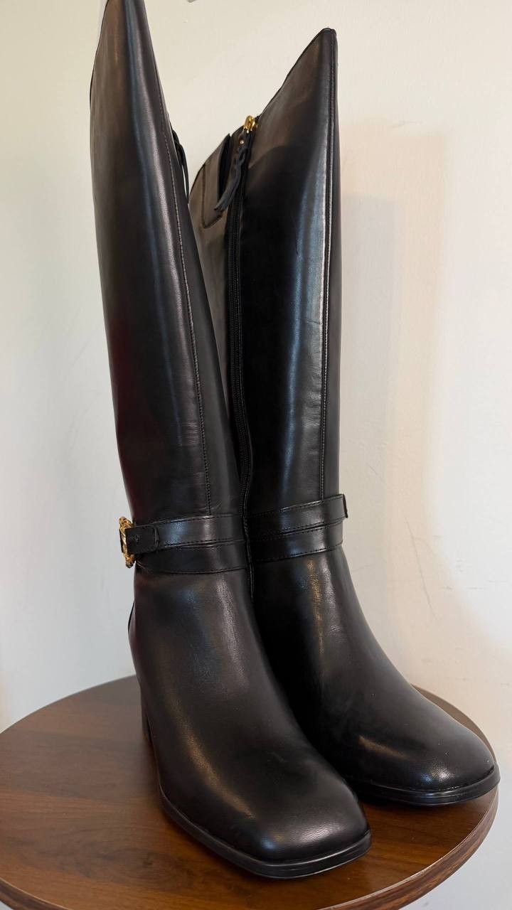 Naturalizer Isabeau Wide Calf Knee High Boots Black 9M Leather $290 NWB