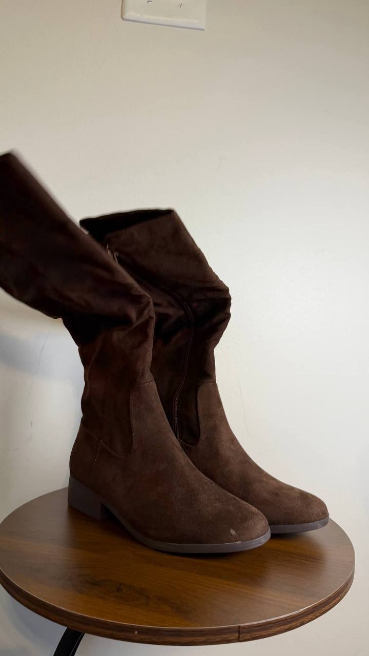 Style & Co Charmanee Tall Boots 6.5M Dark Roast Faux Suede Zip NIB msrp$59.90
