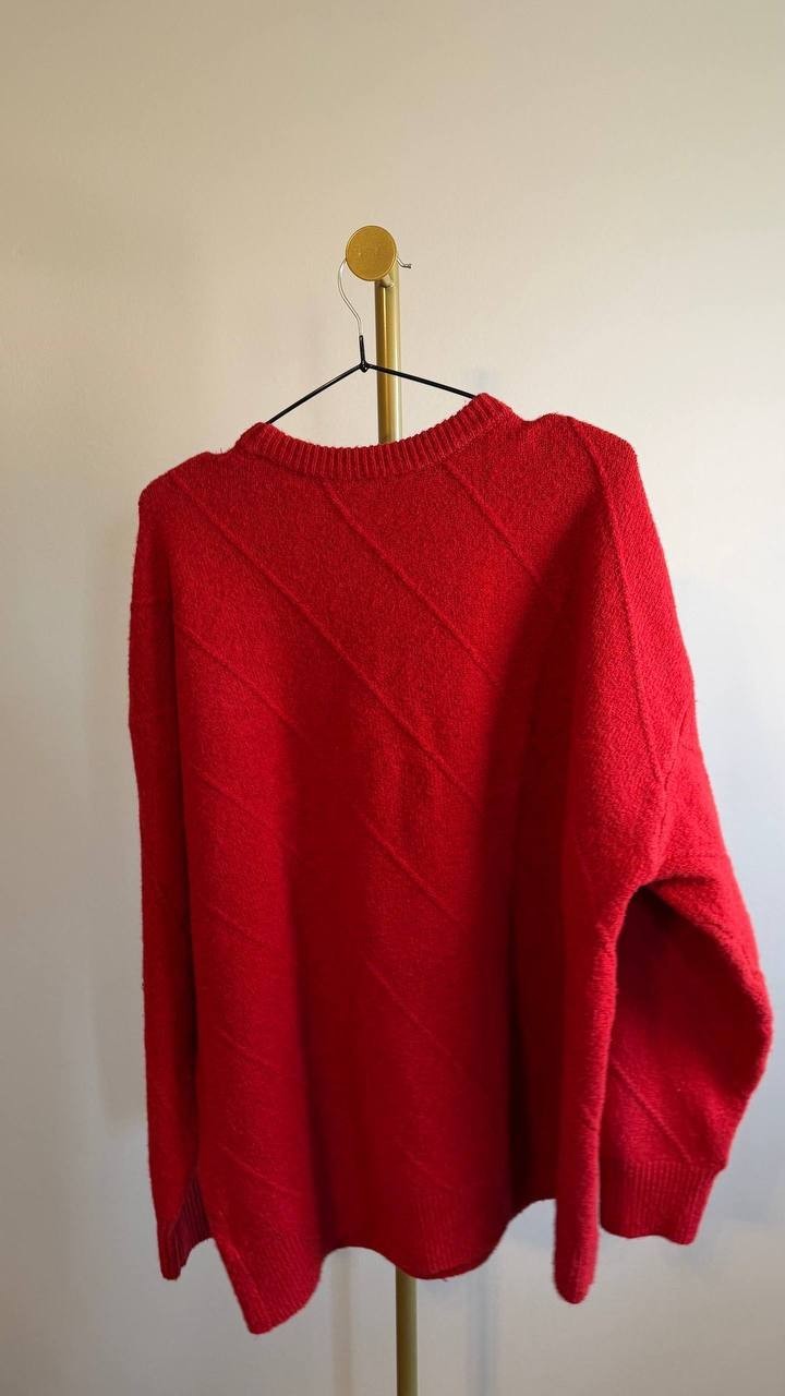 Jones New York Women’s Tonal‑Texture Drop‑Shoulder Sweater Red PXL $79.50 NWT