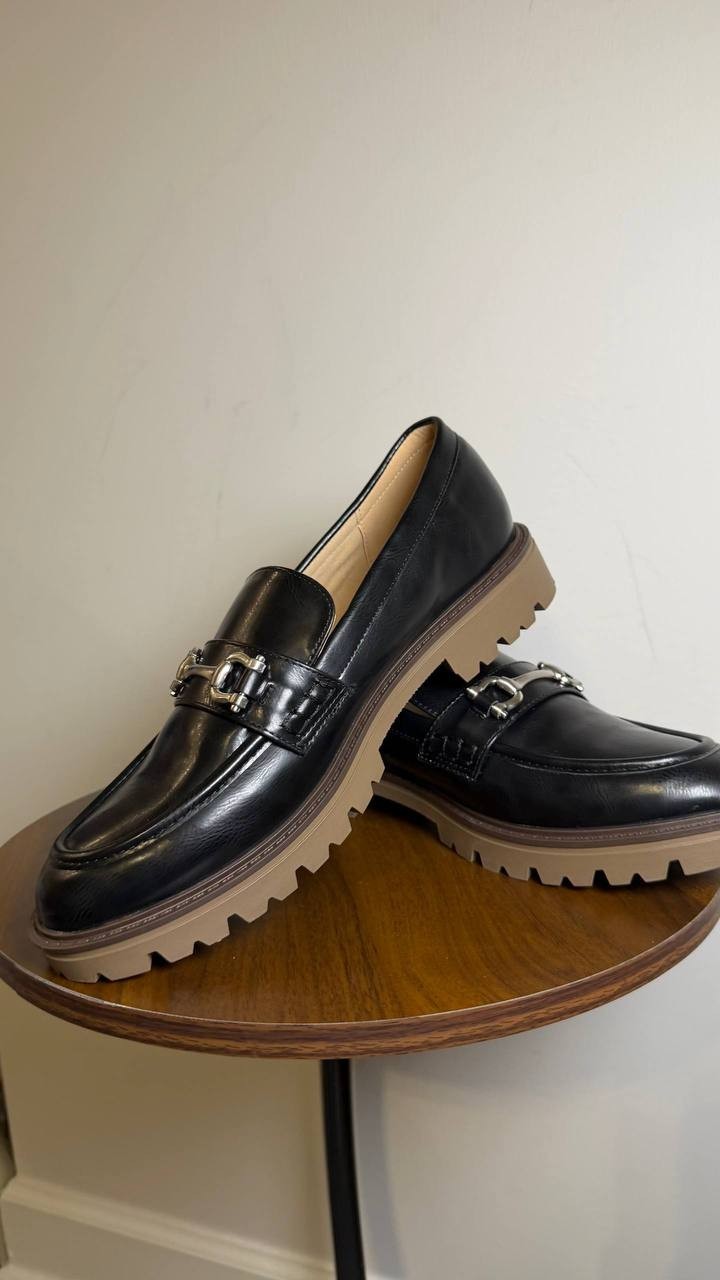 Journee Black Polyurethane Loafers 9.5M New w/o Box MSRP $93