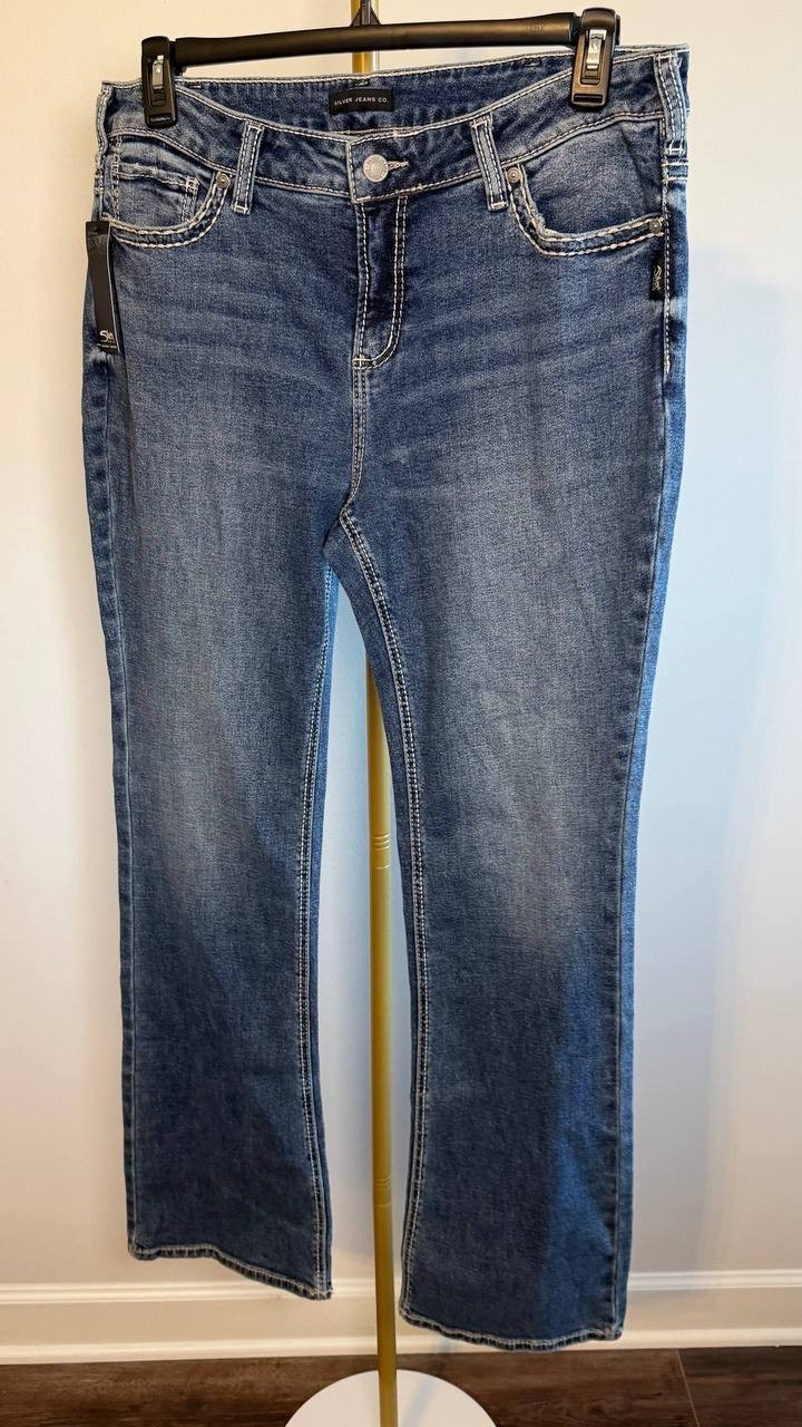 Silver Jeans Elyse Mid Rise Bootcut Jeans Sherbrook 12W 33 NWT $98