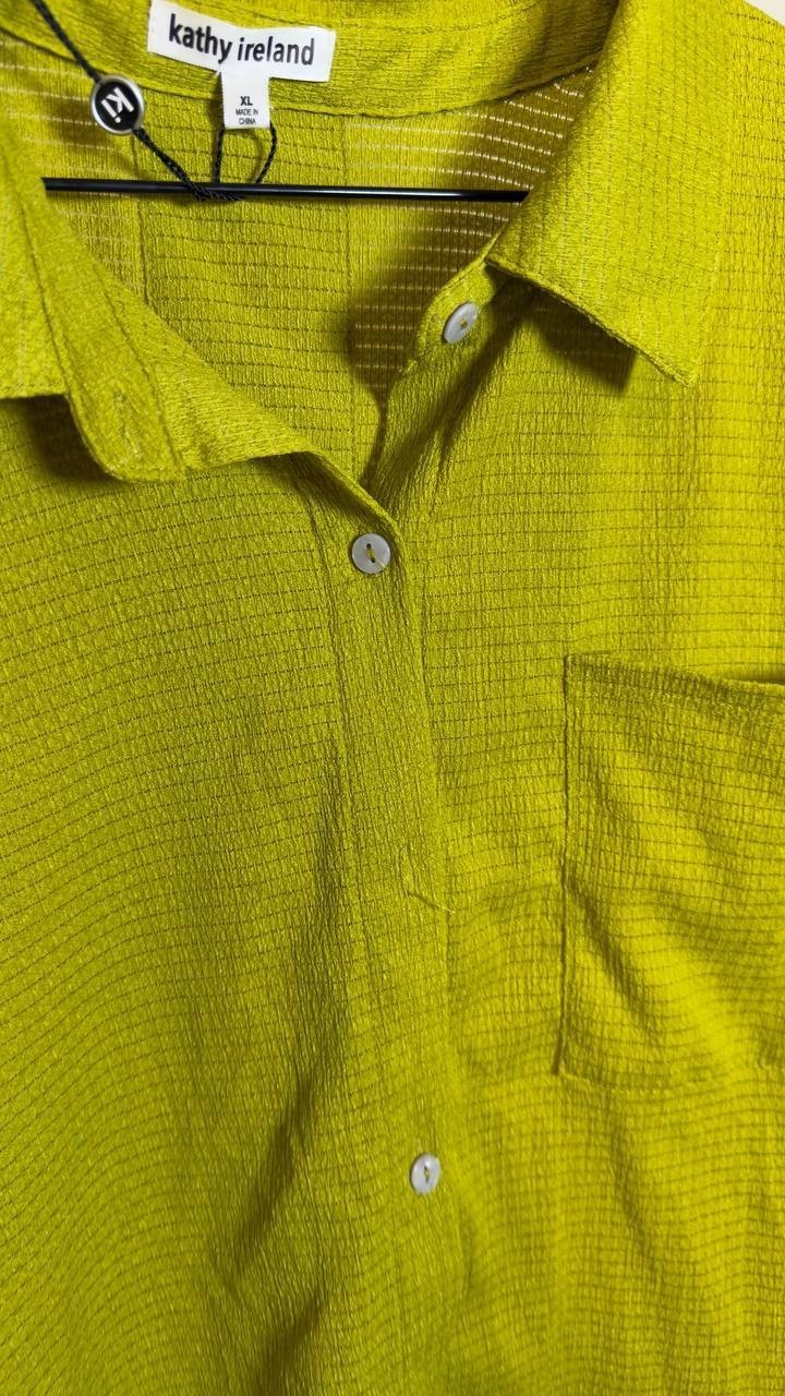 Kathy Ireland Women’s Button‑Up Shirt Olive XL NWT $22