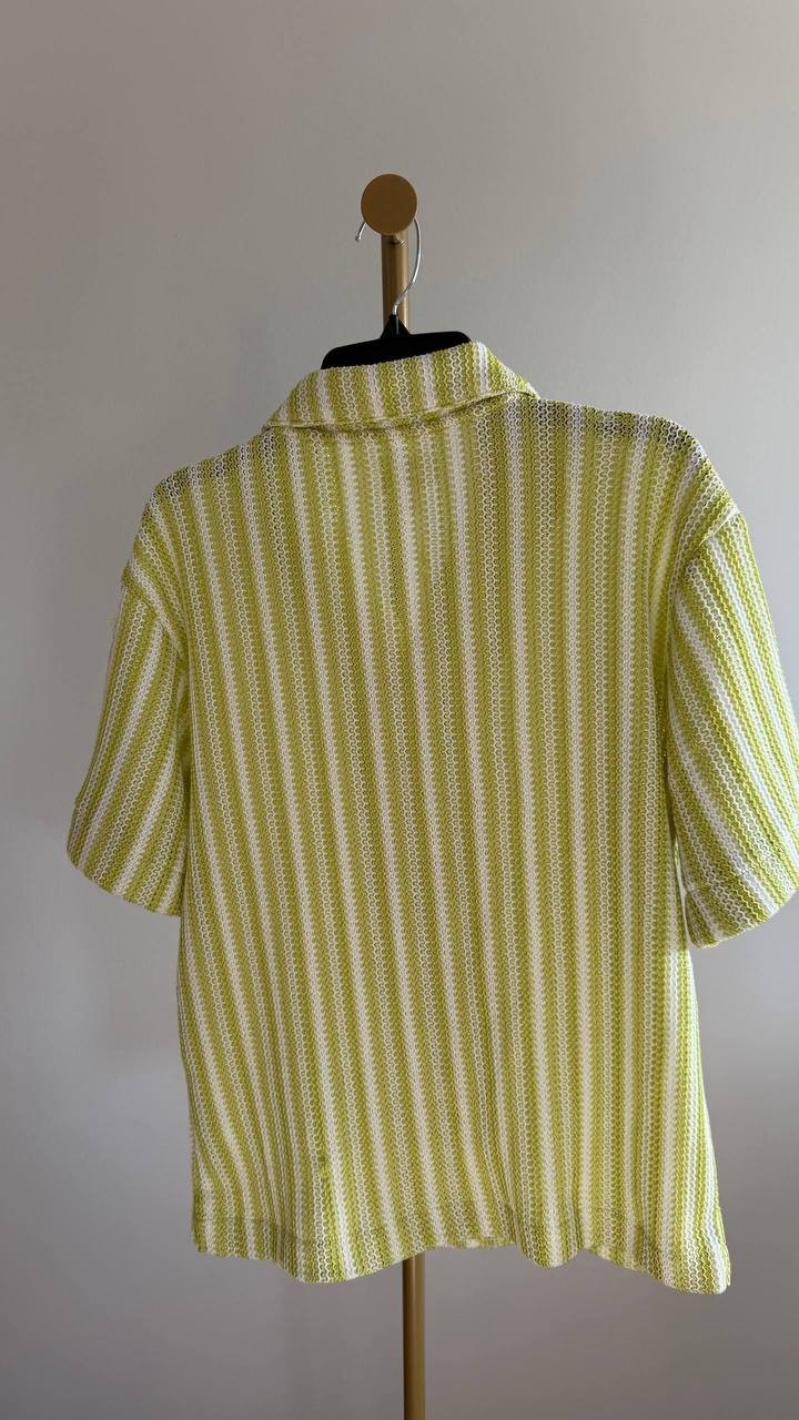 Mode of One Men’s Vertical‑Stripe Camp Collar Shirt M Misty Multi $59.50 NWT