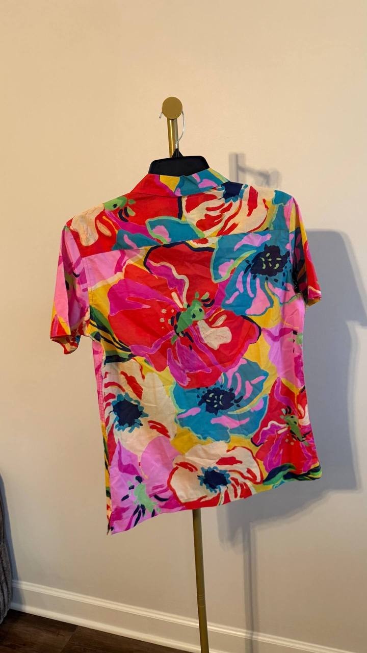 Paisley & Gray Men’s Slim Fit Floral Camp Shirt Short Sleeve S/P $95 NWT