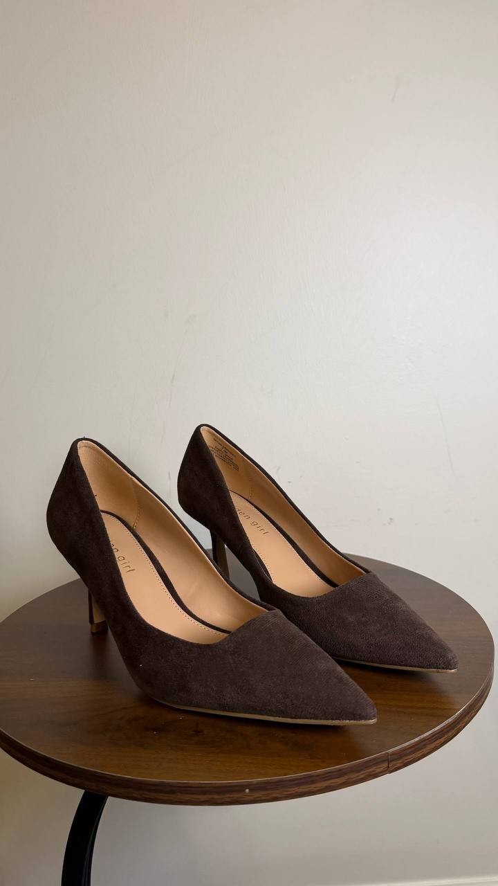 Madden Girl Dark Brown Fabric Pointed Toe Pumps 7.5 New in Box MSRP $59