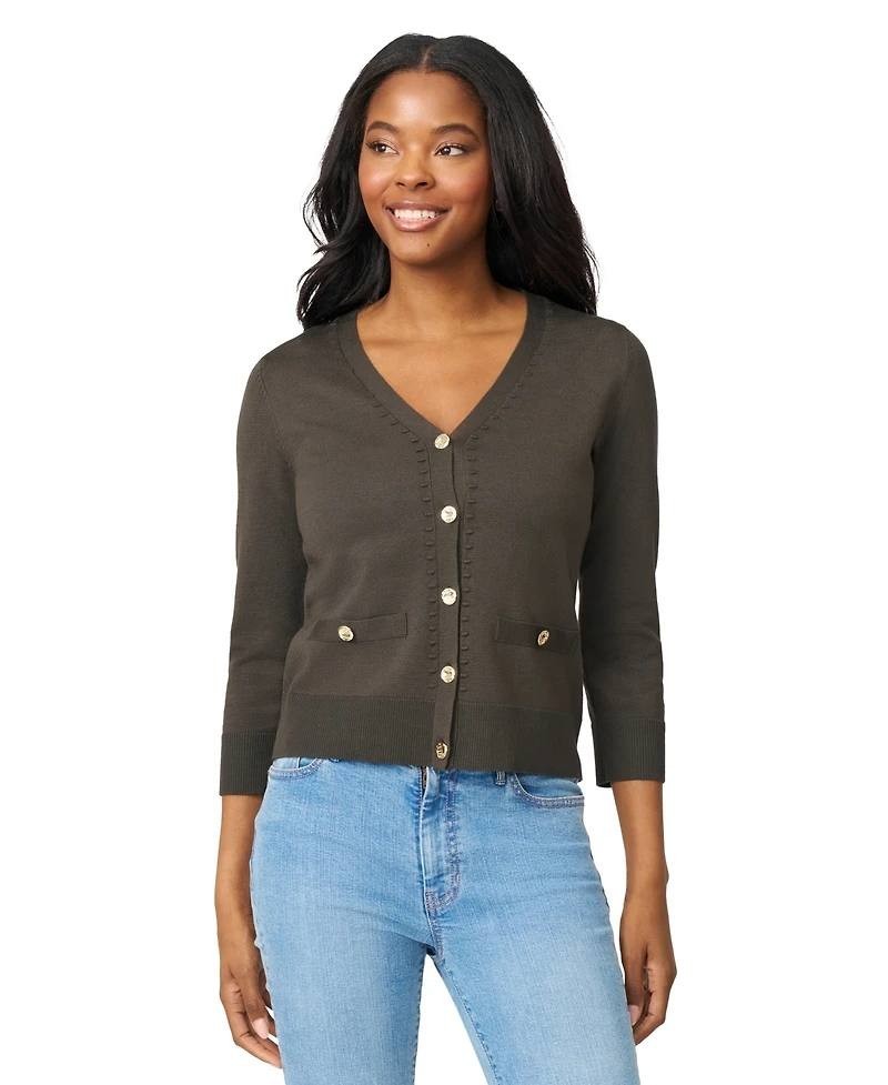 Melissa Paige V-Neck 3/4-Sleeve Cardigan Brown Size M NWT $46 – Classic Knit