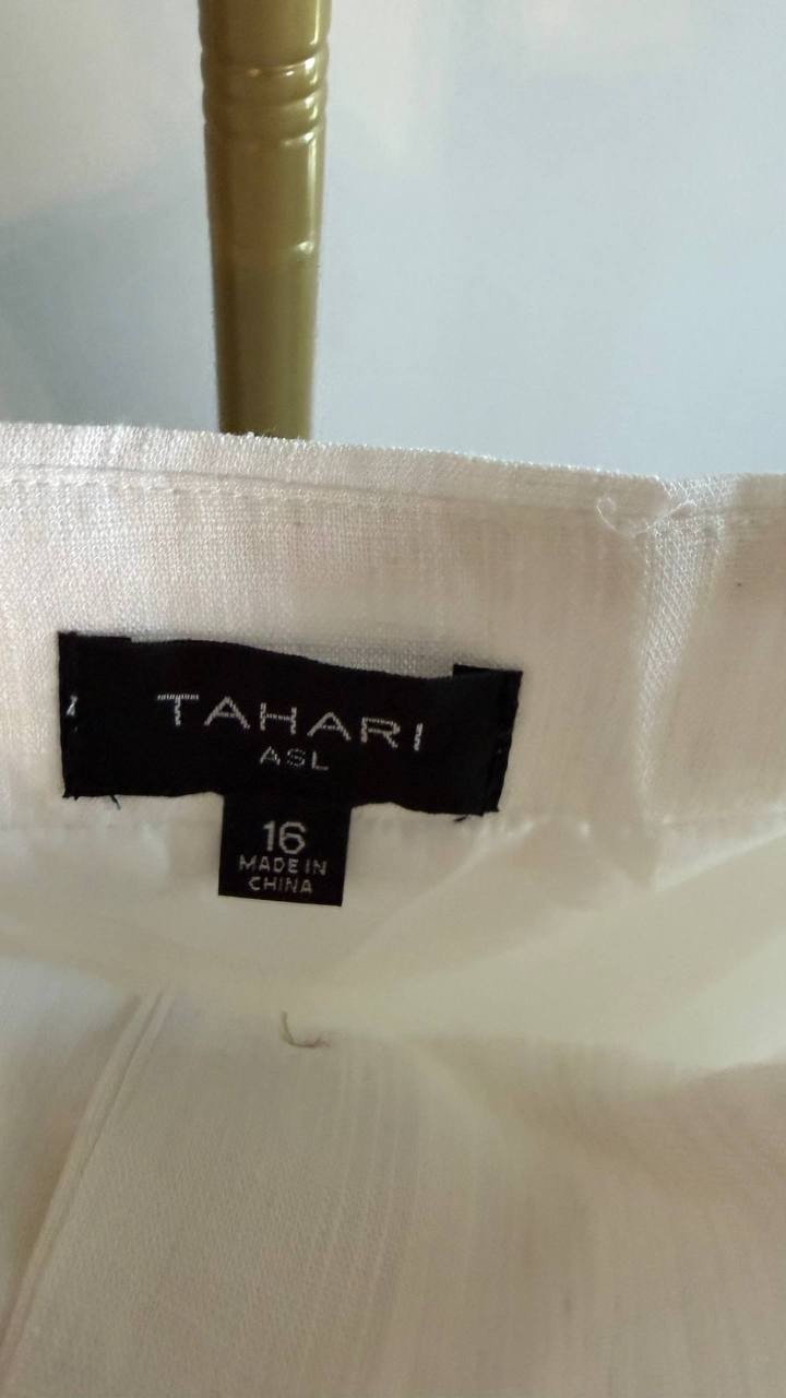 Tahari ASL Women’s Linen‑Blend Button‑Front Tank Vest White 16 $74 NWT