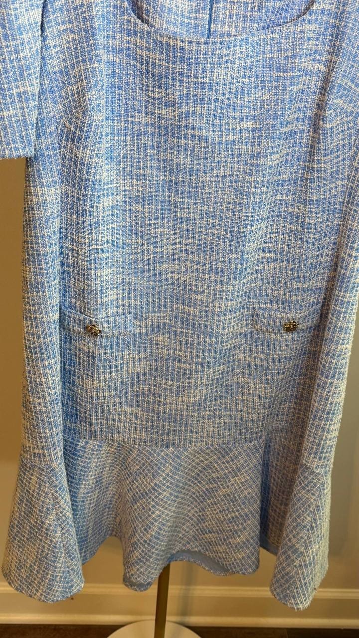 Karl Lagerfeld Paris Women’s Tweed Dress Blue Size 18 NWT $149
