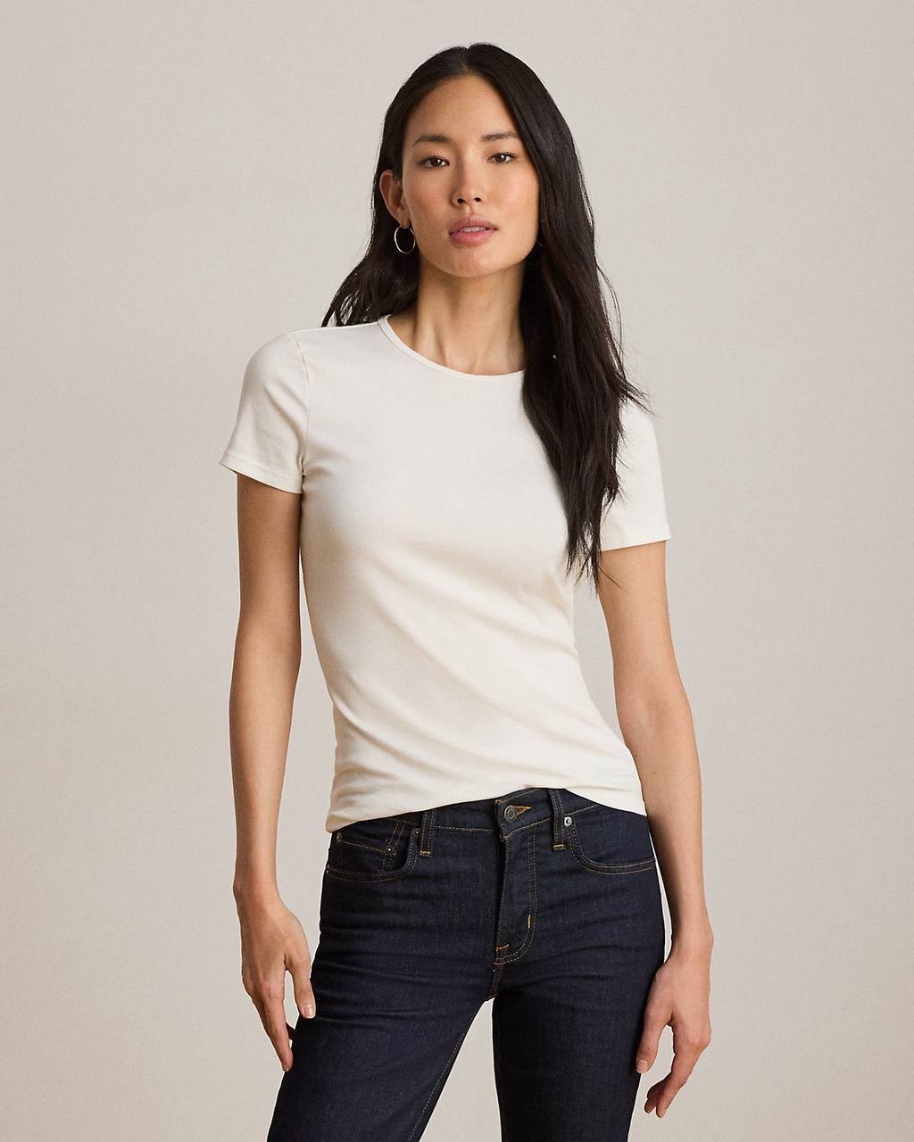 Lauren  Ralph  Lauren  Women’s  Stretch  Cotton  Tee  White  L  NWT  $55