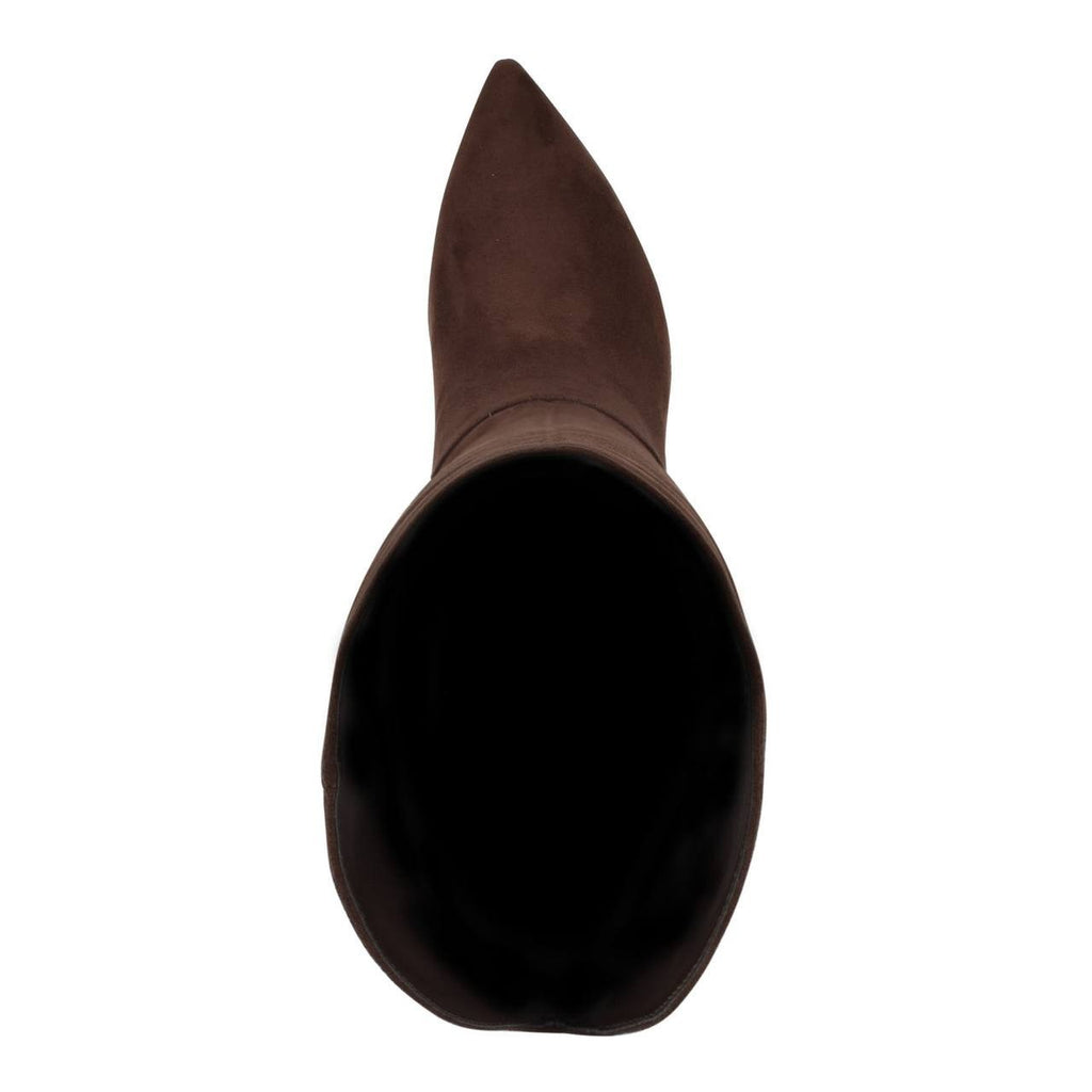 Nine West Razla Knee High Boots Dark Brown 6.5M Faux Suede Stiletto $189 NWB