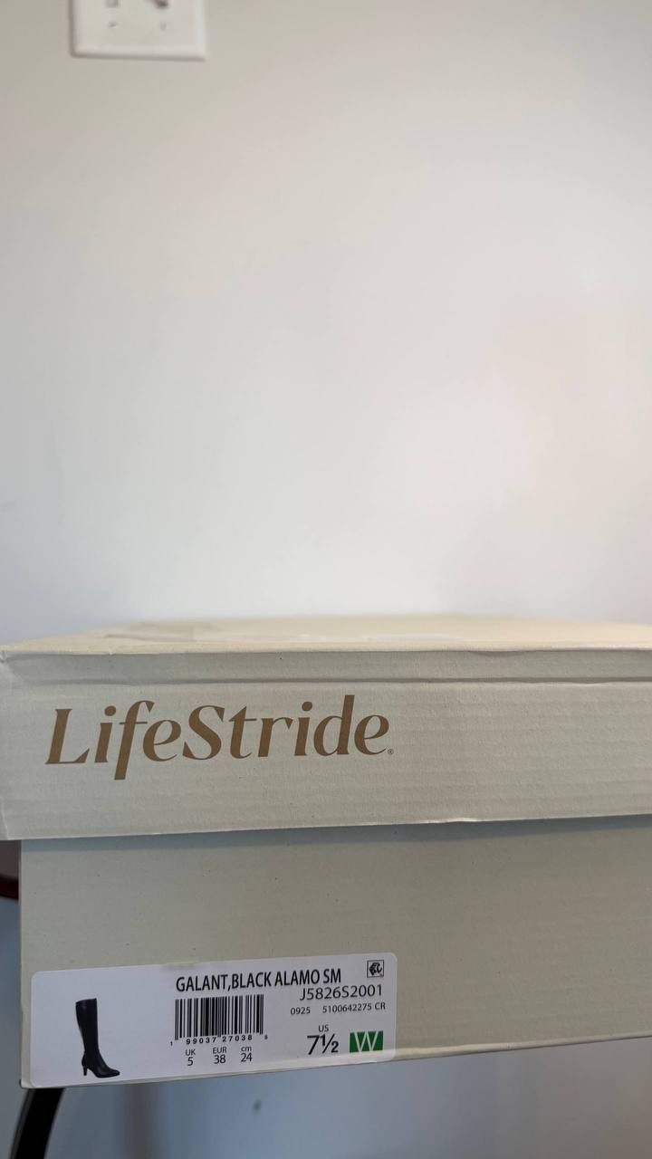 LifeStride Guild Knee High Dress Boots Black 7.5W Man‑Made $129.99 NWB
