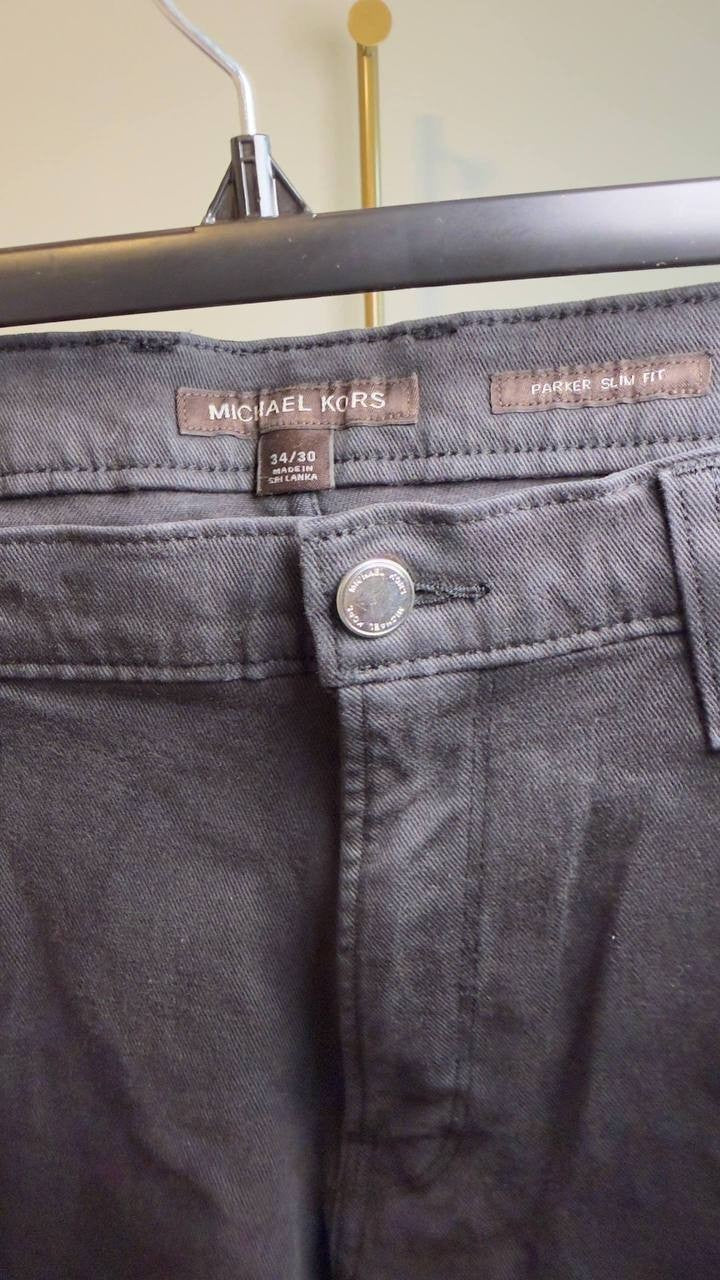 Michael Kors Parker Slim‑Fit Stretch‑Twill Pants Black 34/30 NWT $95
