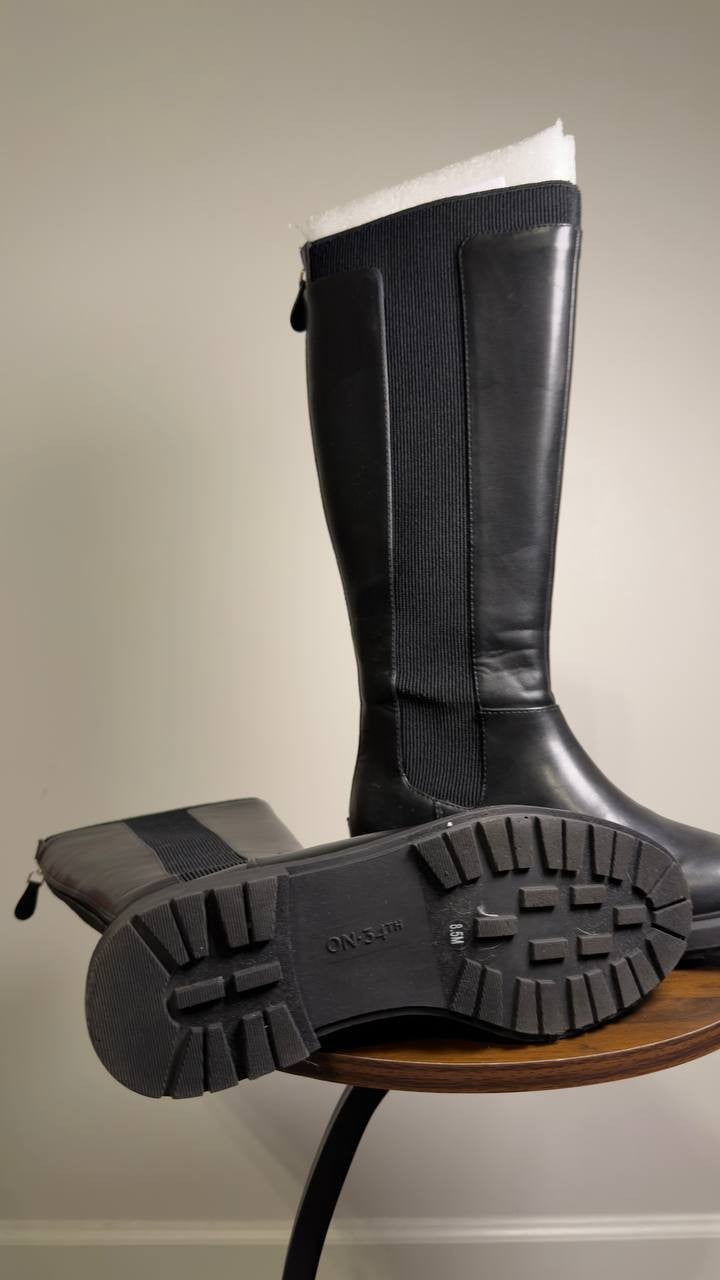 On  34th  Riding  Boots  Black  Man‑Made  8.5M  New  With  Box  $129
