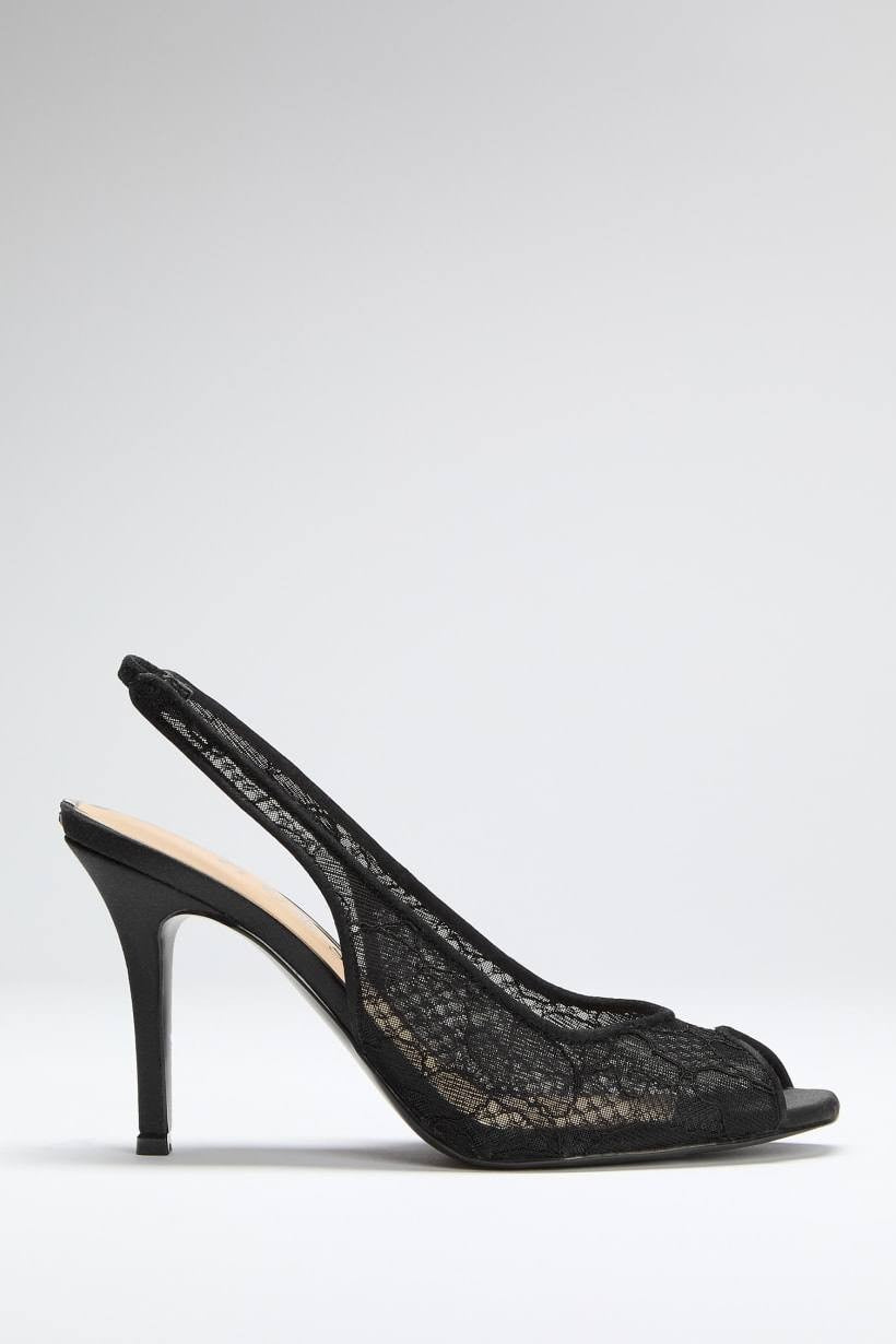 Guess  Lace  Slingback  Heeled  Sandals  Black  10  M  NWT  $119