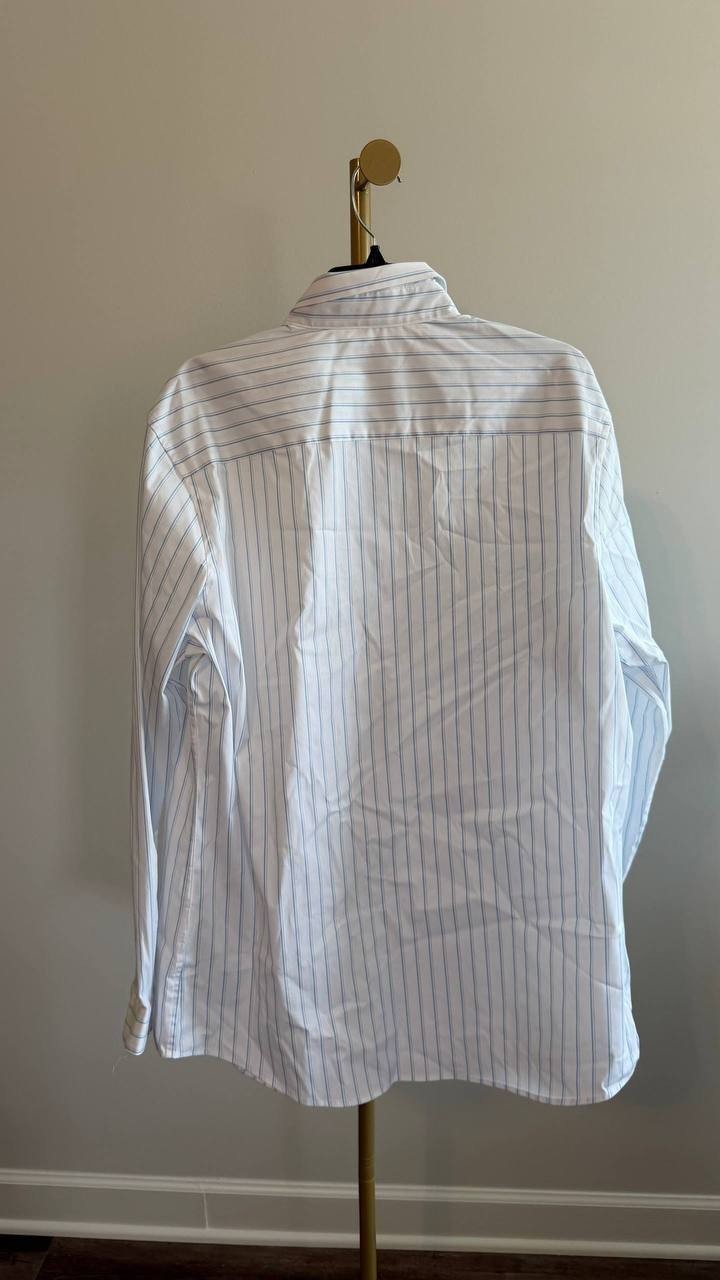Mode of One Men’s Slim‑Fit Button‑Down Sport Shirt Pale Indigo Stripes L NWT