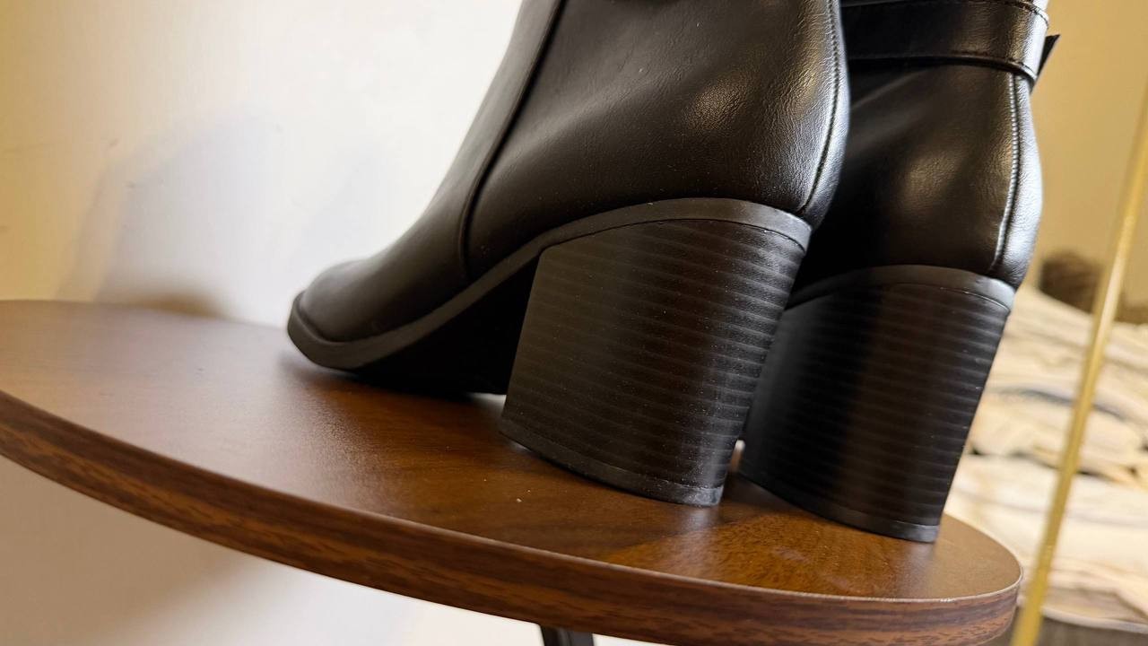 Style & Co Harlemm Booties 6.5 Black Belted Almond Toe Block Heel NWOB msrp$70