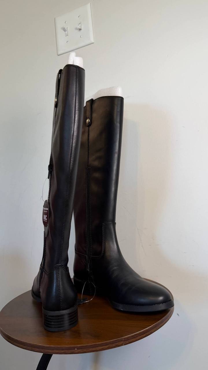 INC Fawne Women’s Leather Knee High Boots Black 8M WC Leather $189.90 NWB