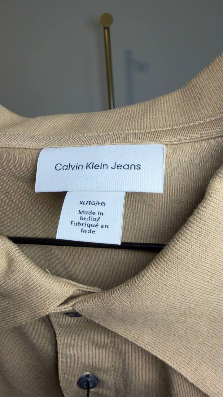Calvin Klein Pima Cotton Polo Shirt Tigers Eye XL NWT $69.50