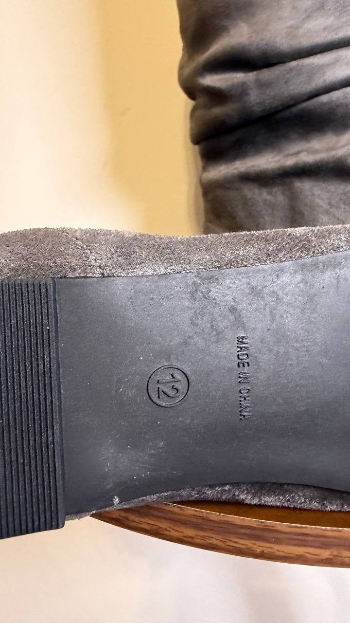 Journee Collection Jayne Boots 12M Grey Faux Leather Riding Pull‑On NIB msrp$129