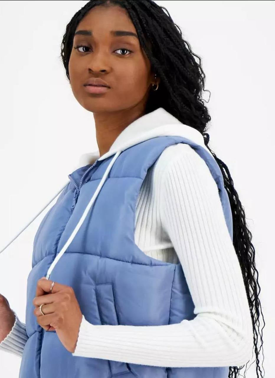 Madden Girl Hoodie Puffer Vest - Quilted Sleeveless Zip Front, Women's XS-L