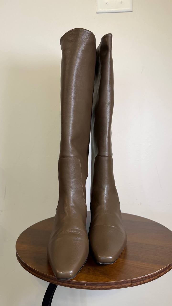 Staud Truffle Leather Flat Boots 36 New in Box MSRP $495