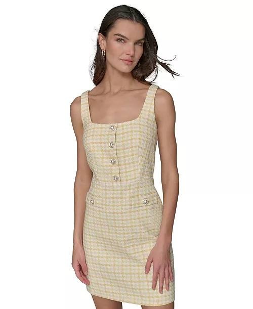 Karl Lagerfeld Paris Boucle Tweed Dress Sleeveless Square Neck Size 12 NWT