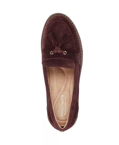 Easy Spirit Vienne eFlex Tassel Slip‑On Loafers Dark Red Suede 8M NWB MSRP $109