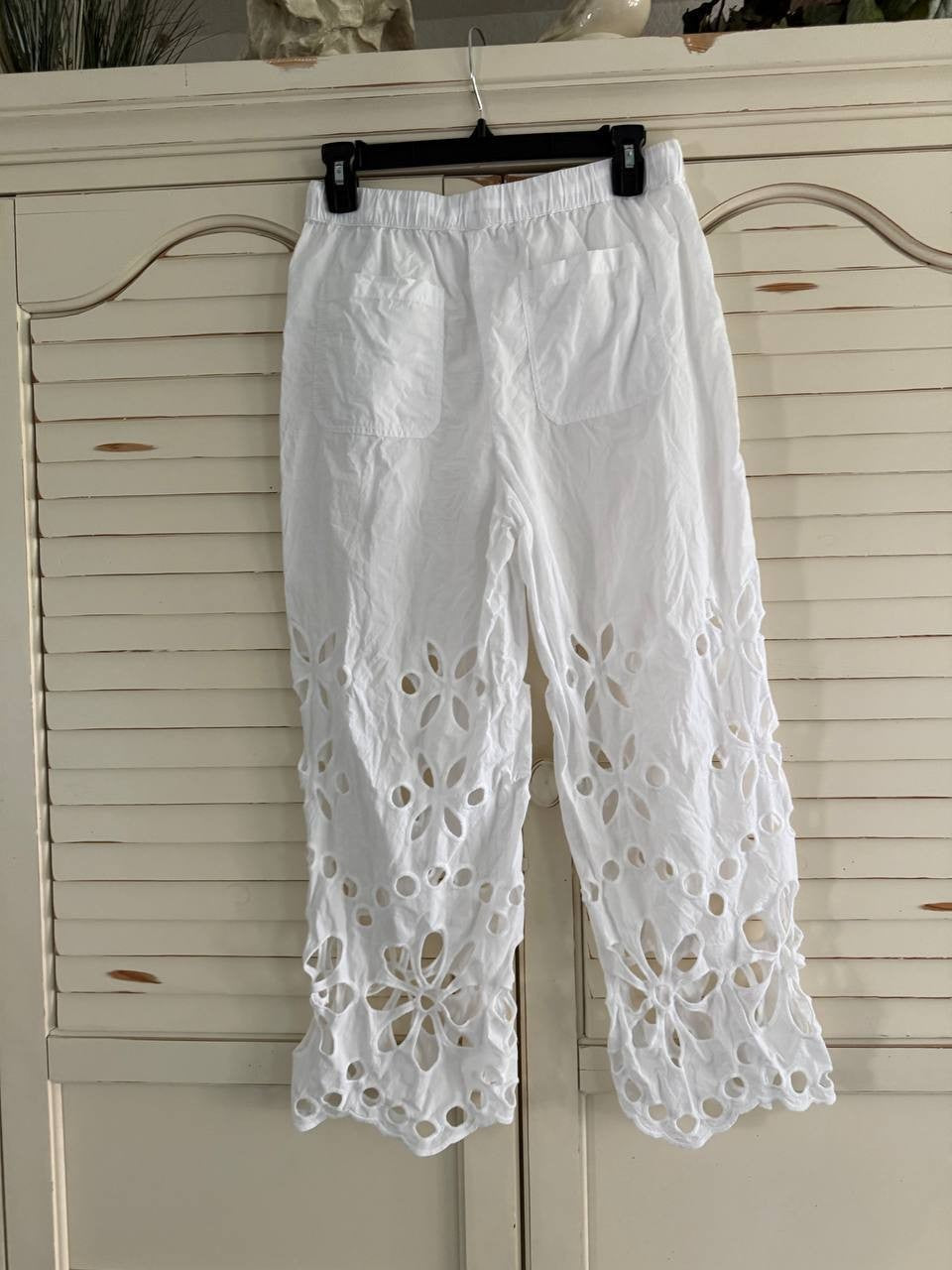 Splendid Emma Eyelet Cotton Pants White Size M - Relaxed Straight Fit