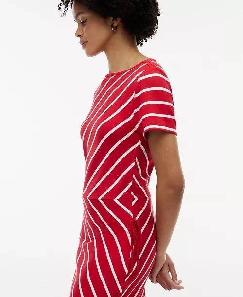 Tommy Hilfiger Striped Boat Neck T-Shirt Dress Red/White XL NWT $79.50