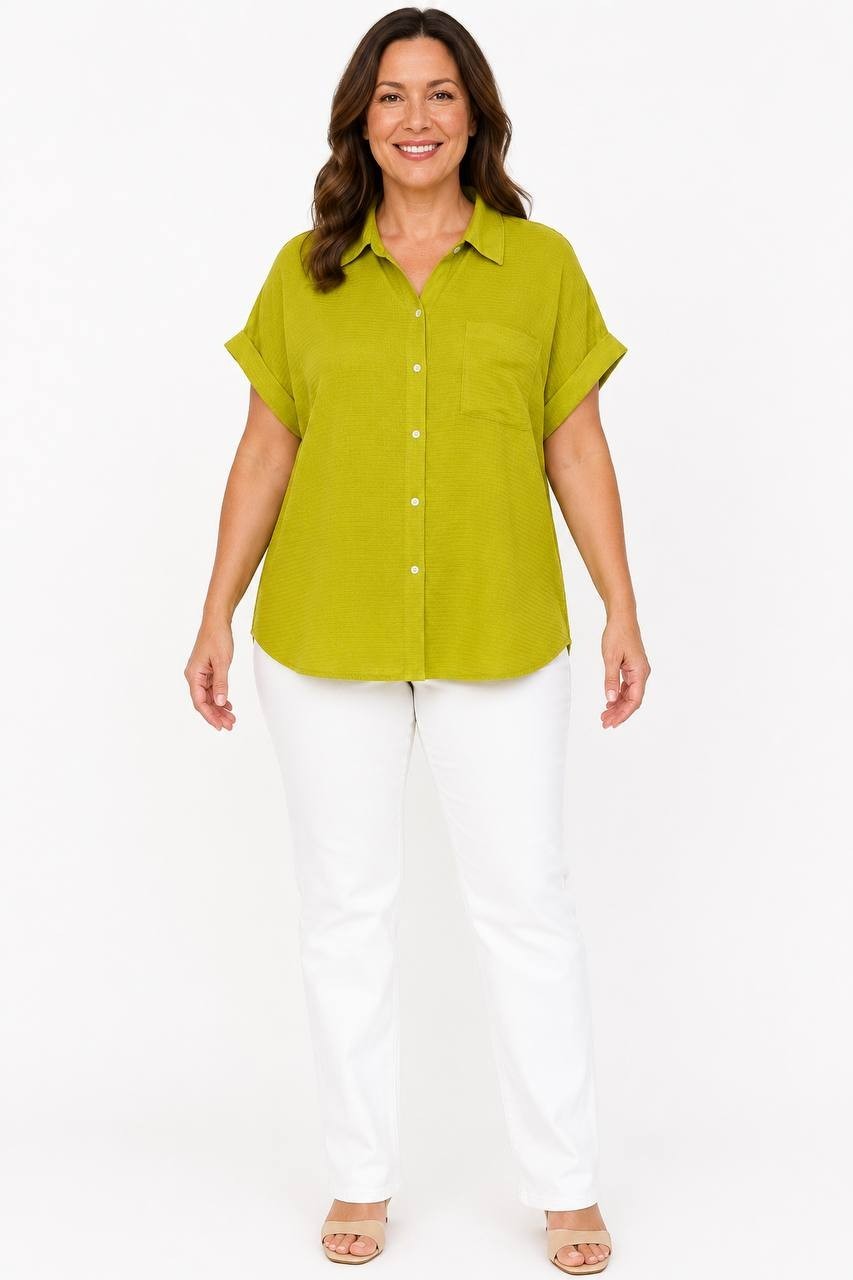 Kathy Ireland Women’s Button‑Up Shirt Olive XL NWT $22