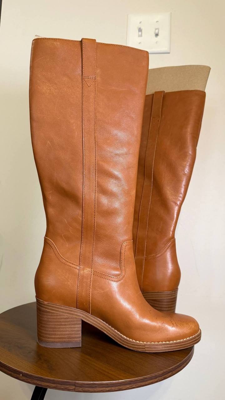 Marc Fisher Tall Boots 8.5M Natural Leather New in Box MSRP $259