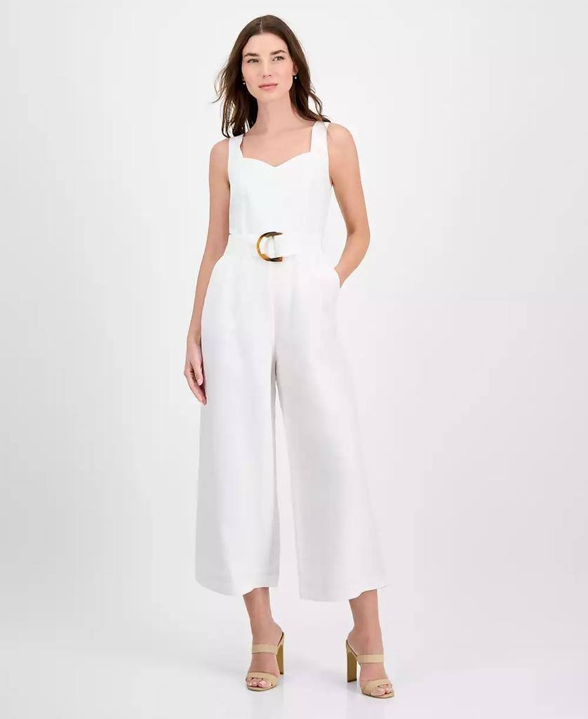 Tahari Sweetheart‑Neck Wide‑Leg Jumpsuit White Star 16 NWT $158