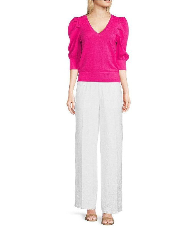 DKNY Crinkle Dressing Straight‑Leg Pants White Size14 NWT Modern Chic msrp$89