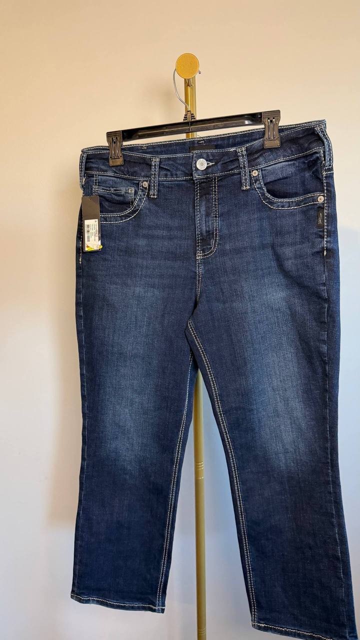 Silver Jeans Suki Mid Rise Curvy Fit Capri Jeans Indigo 14W NWT $78