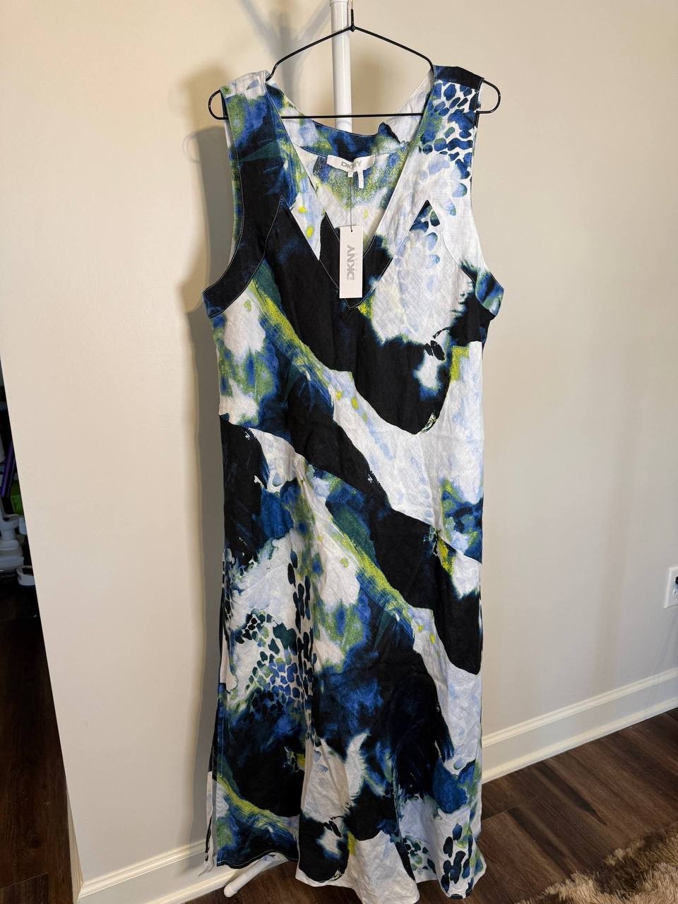 DKNY Printed Linen Sleeveless Dress – Size XL – NWT – $129