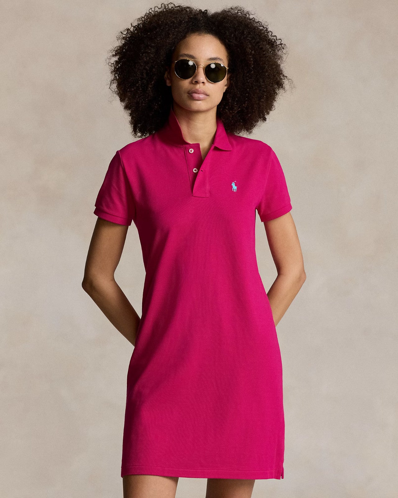 Polo Ralph Lauren Cotton Mesh Polo Dress – Size L, Pink Sky