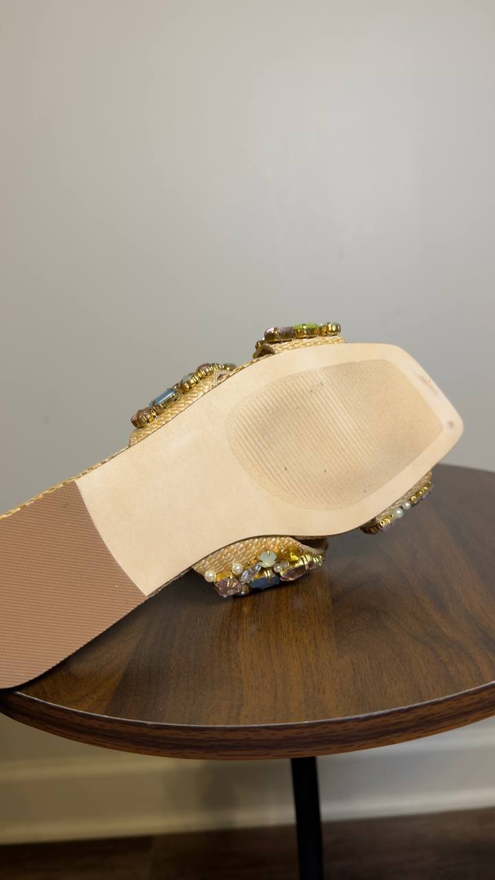 Steve Madden Slide Sandals Gold Multi 6 New $109.00