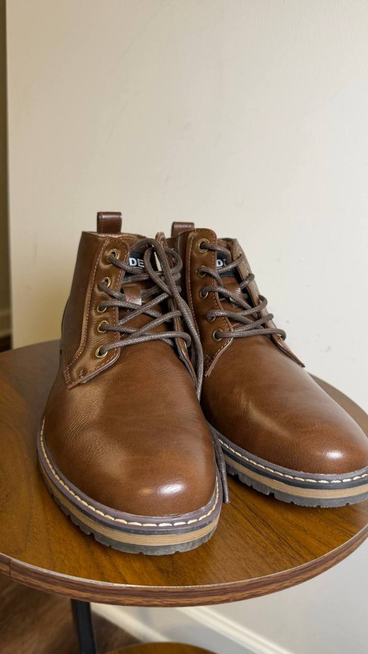 Madden Men Brown Leather Lace‑Up Boots 8M NIB MSRP $90