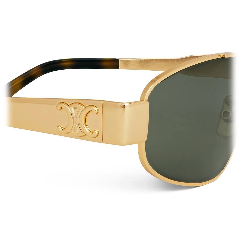 Celine  Metal  Triomphe  CL40281U  Gold/Green  Sunglasses  OS  NWT  $550